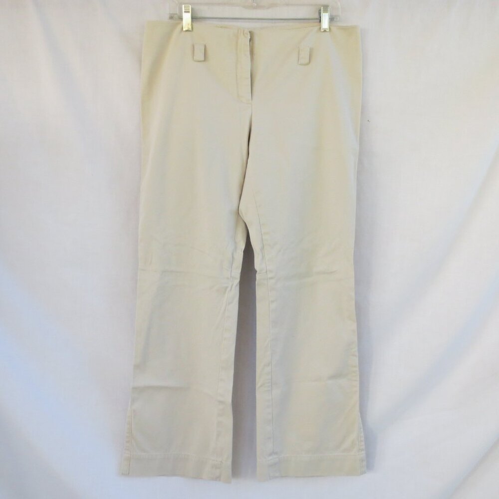 City DKNY Pants Cream 70s Retro Style Cotton Reg Rise Fitted Wide Leg Size 12